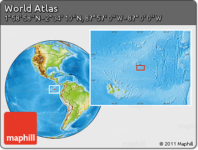 Physical Location Map of the Area around 2° 16' 34" N, 87° 28' 29" W