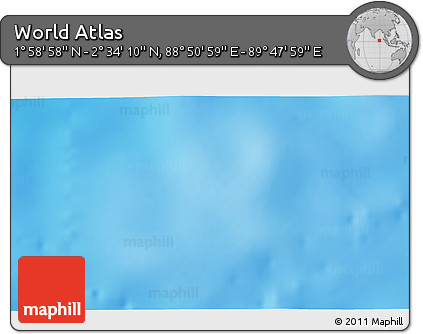 Shaded Relief 3D Map of the Area around 2° 16' 34" N, 89° 19' 29" E