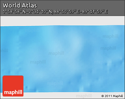 Shaded Relief 3D Map of the Area around 2° 16' 34" N, 89° 19' 29" E