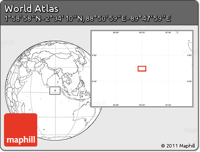 Blank Location Map of the Area around 2° 16' 34" N, 89° 19' 29" E