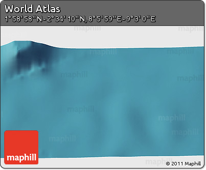 Satellite 3D Map of the Area around 2° 16' 34" N, 8° 34' 29" E