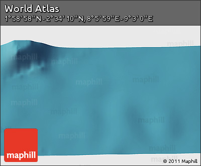 Satellite 3D Map of the Area around 2° 16' 34" N, 8° 34' 29" E