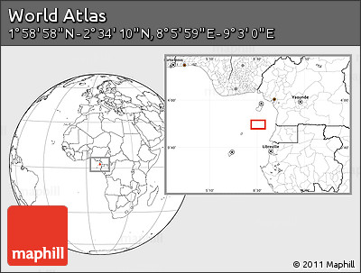 Blank Location Map of the Area around 2° 16' 34" N, 8° 34' 29" E