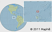Savanna Style Location Map of the area around 2° 16' 34" N, 90° 52' 30" W, hill shading