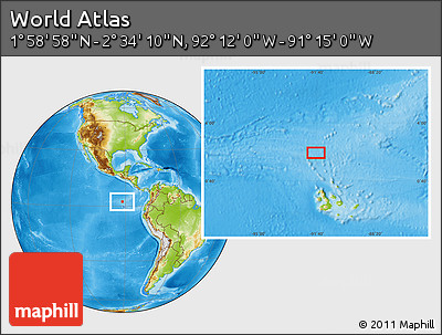 Physical Location Map of the Area around 2° 16' 34" N, 91° 43' 29" W