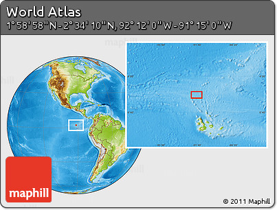 Physical Location Map of the Area around 2° 16' 34" N, 91° 43' 29" W