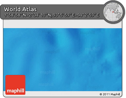 Shaded Relief 3D Map of the Area around 2° 16' 34" N, 93° 34' 29" E