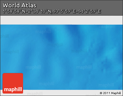 Shaded Relief 3D Map of the Area around 2° 16' 34" N, 93° 34' 29" E