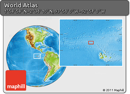 Physical Location Map of the Area around 2° 16' 34" N, 93° 25' 30" W