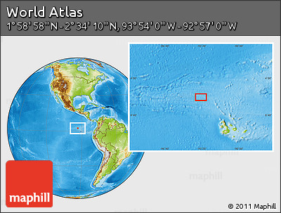 Physical Location Map of the Area around 2° 16' 34" N, 93° 25' 30" W