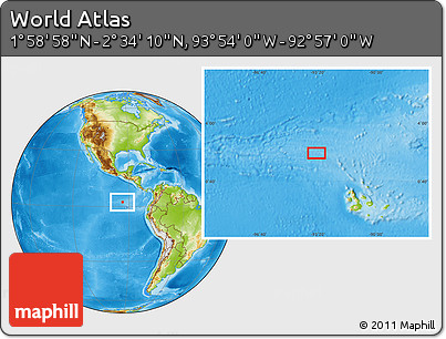Physical Location Map of the Area around 2° 16' 34" N, 93° 25' 30" W