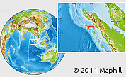 Physical Location Map of the area around 2° 16' 34" N, 96° 58' 29" E
