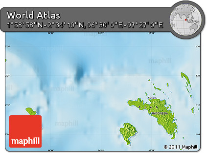 Physical Map of the Area around 2° 16' 34" N, 96° 58' 29" E
