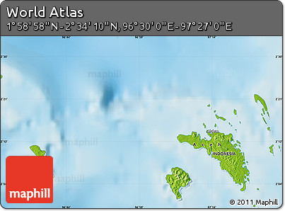 Physical Map of the Area around 2° 16' 34" N, 96° 58' 29" E
