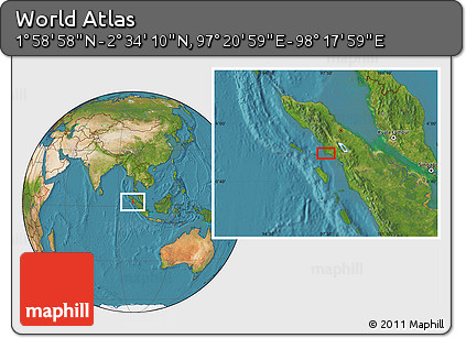Satellite Location Map of the Area around 2° 16' 34" N, 97° 49' 29" E