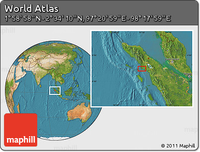 Satellite Location Map of the Area around 2° 16' 34" N, 97° 49' 29" E