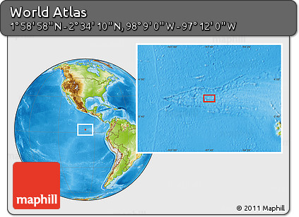 Physical Location Map of the Area around 2° 16' 34" N, 97° 40' 30" W
