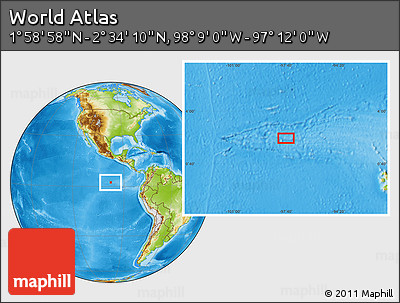 Physical Location Map of the Area around 2° 16' 34" N, 97° 40' 30" W