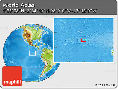Physical Location Map of the Area around 2° 16' 34" N, 97° 40' 30" W