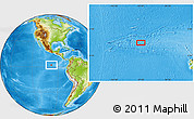 Physical Location Map of the area around 2° 16' 34" N, 97° 40' 30" W