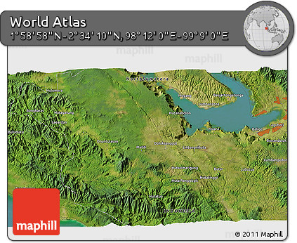 Satellite 3D Map of the Area around 2° 16' 34" N, 98° 40' 30" E