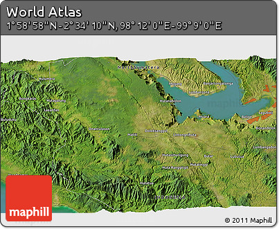 Satellite 3D Map of the Area around 2° 16' 34" N, 98° 40' 30" E