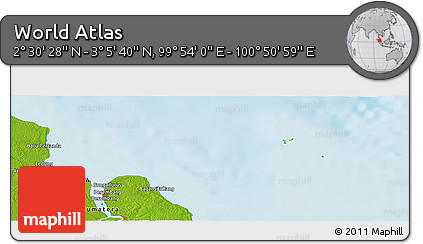 Physical Panoramic Map of the Area around 2° 48' 4" N, 100° 22' 30" E
