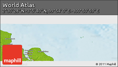 Physical Panoramic Map of the Area around 2° 48' 4" N, 100° 22' 30" E