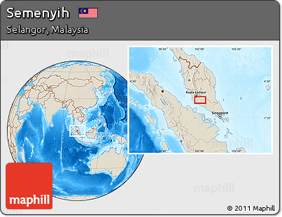 Shaded Relief Location Map of Semenyih