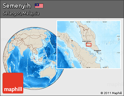 Shaded Relief Location Map of Semenyih