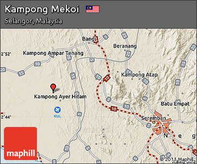 Shaded Relief Map of Kampong Mekoi