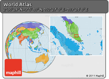 Political Location Map of the Area around 2° 48' 4" N, 102° 55' 30" E