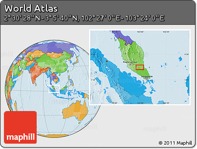 Political Location Map of the Area around 2° 48' 4" N, 102° 55' 30" E