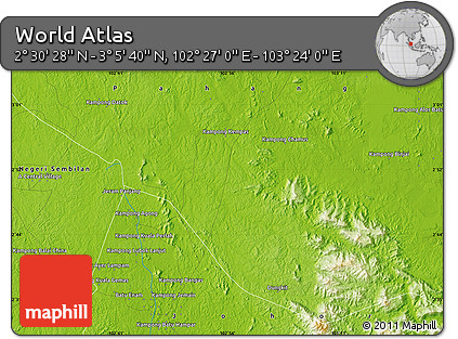 Physical Map of the Area around 2° 48' 4" N, 102° 55' 30" E