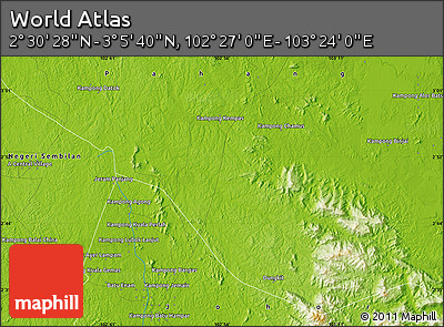 Physical Map of the Area around 2° 48' 4" N, 102° 55' 30" E