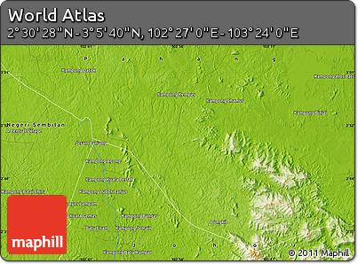 Physical Map of the Area around 2° 48' 4" N, 102° 55' 30" E