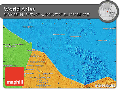 Political Map of the Area around 2° 48' 4" N, 102° 55' 30" E