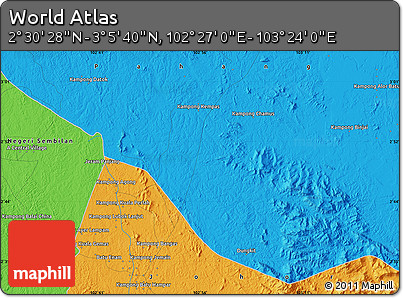 Political Map of the Area around 2° 48' 4" N, 102° 55' 30" E