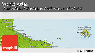 Physical Panoramic Map of the Area around 2° 48' 4" N, 103° 46' 30" E