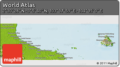 Physical Panoramic Map of the Area around 2° 48' 4" N, 103° 46' 30" E