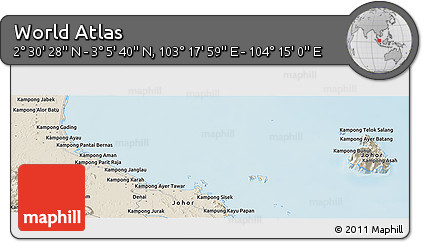 Shaded Relief Panoramic Map of the Area around 2° 48' 4" N, 103° 46' 30" E