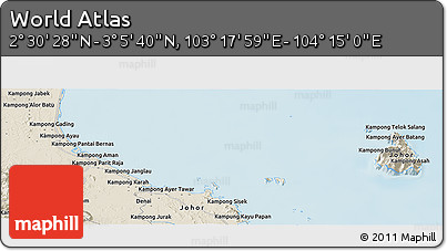 Shaded Relief Panoramic Map of the Area around 2° 48' 4" N, 103° 46' 30" E