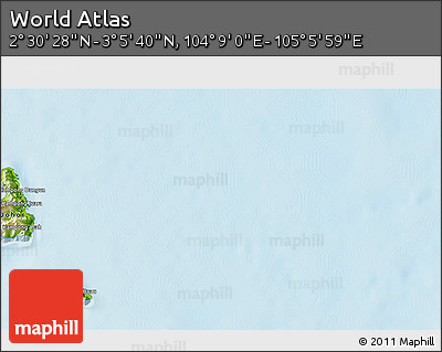 Physical 3D Map of the Area around 2° 48' 4" N, 104° 37' 30" E