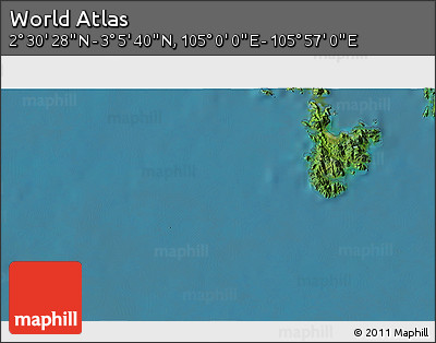 Satellite 3D Map of the Area around 2° 48' 4" N, 105° 28' 29" E