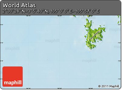 Physical Map of the Area around 2° 48' 4" N, 105° 28' 29" E