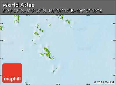 Physical Map of the Area around 2° 48' 4" N, 106° 19' 29" E