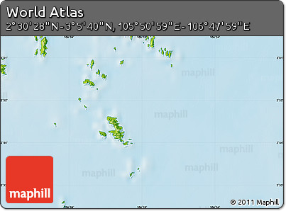 Physical Map of the Area around 2° 48' 4" N, 106° 19' 29" E