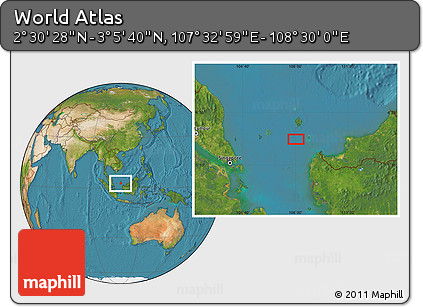 Satellite Location Map of the Area around 2° 48' 4" N, 108° 1' 30" E