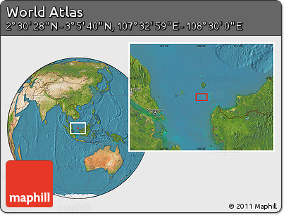 Satellite Location Map of the Area around 2° 48' 4" N, 108° 1' 30" E