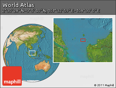 Satellite Location Map of the Area around 2° 48' 4" N, 108° 1' 30" E